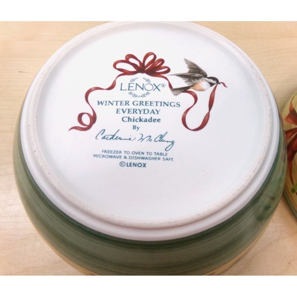 Lenox Winter Greetings Chickadee Everyday 7" Soup Cereal Bowls Lot of 2 - Picture 7 of 7